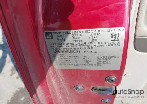 2011 Chevrolet Hhr Lt z USA, uszkodzony, nr VIN 3GNBABFW8BS562454